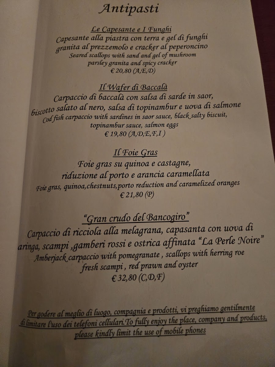 Osteria Bancogiro Photo Menu 1