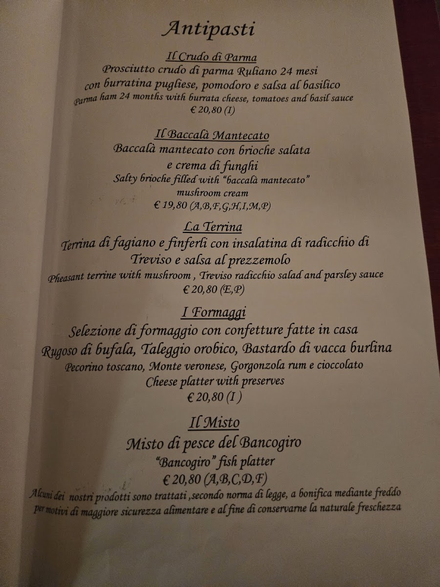 Osteria Bancogiro Photo Menu 2