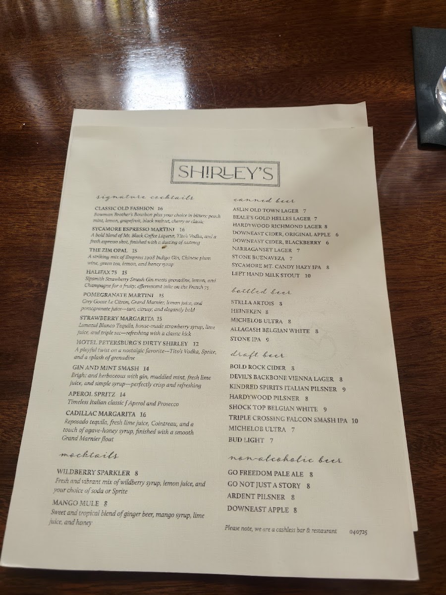 Shirley's Bar & Restaurant Photo Menu 3