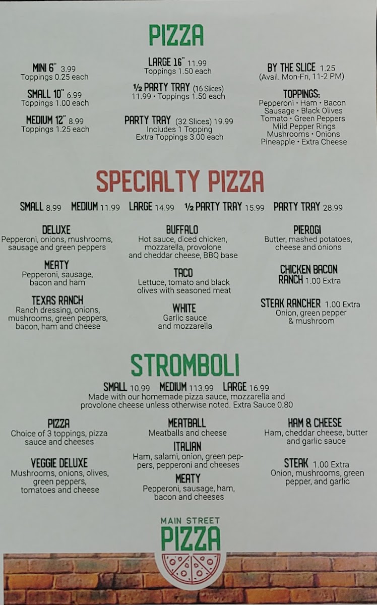 Main Street Pizza Photo Menu 2