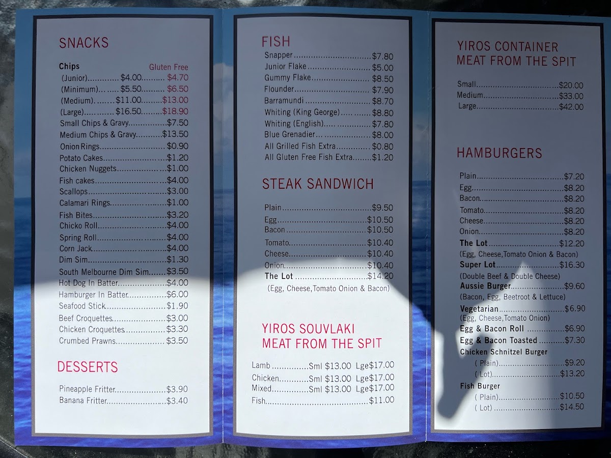 Off The Boat Fish & Chippery Photo Menu 2