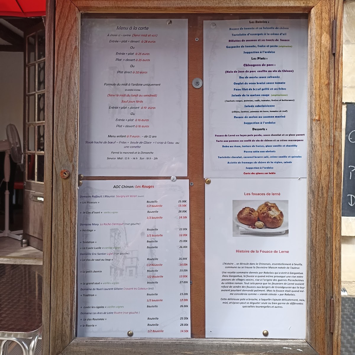 Restaurant La Maison Rouge Chinon Photo Menu 3