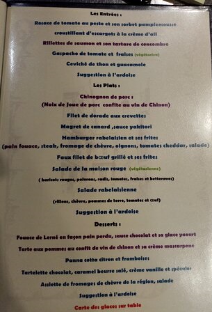 Restaurant La Maison Rouge Chinon Photo Menu 4