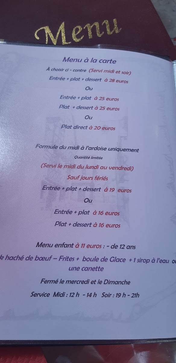 Restaurant La Maison Rouge Chinon Photo Menu 9