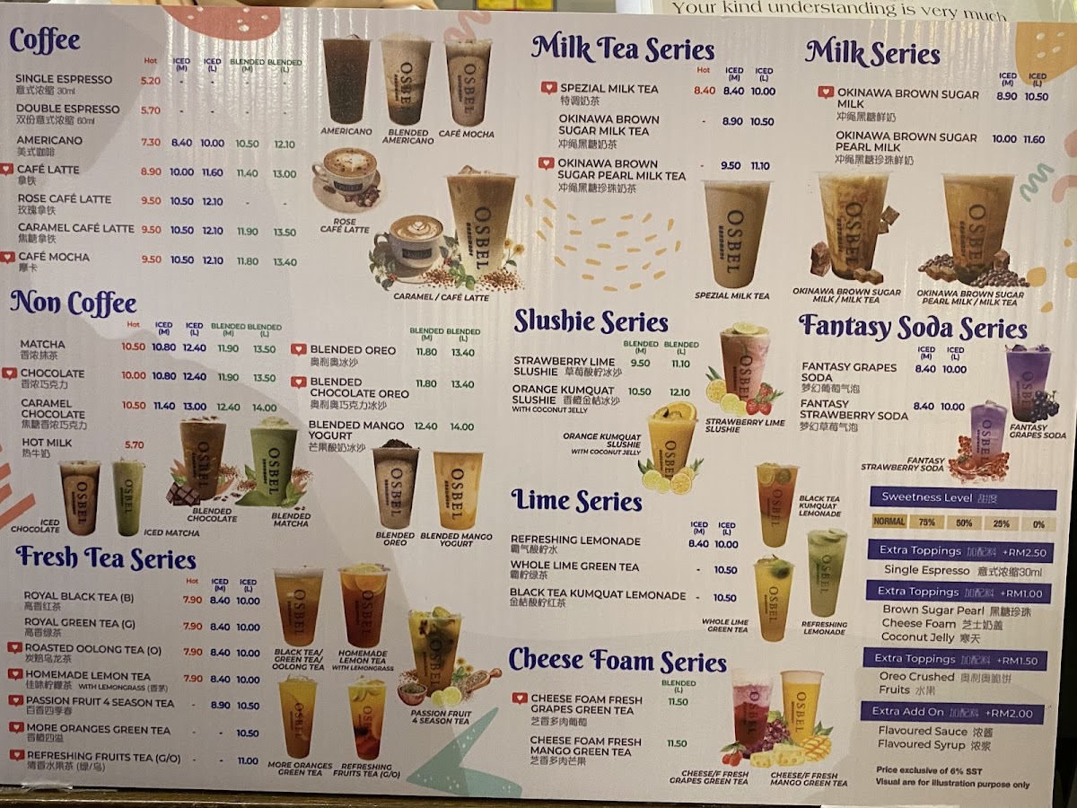Osbel Coffee, Milk Tea and Mr Bread Bakery Photo Menu 2