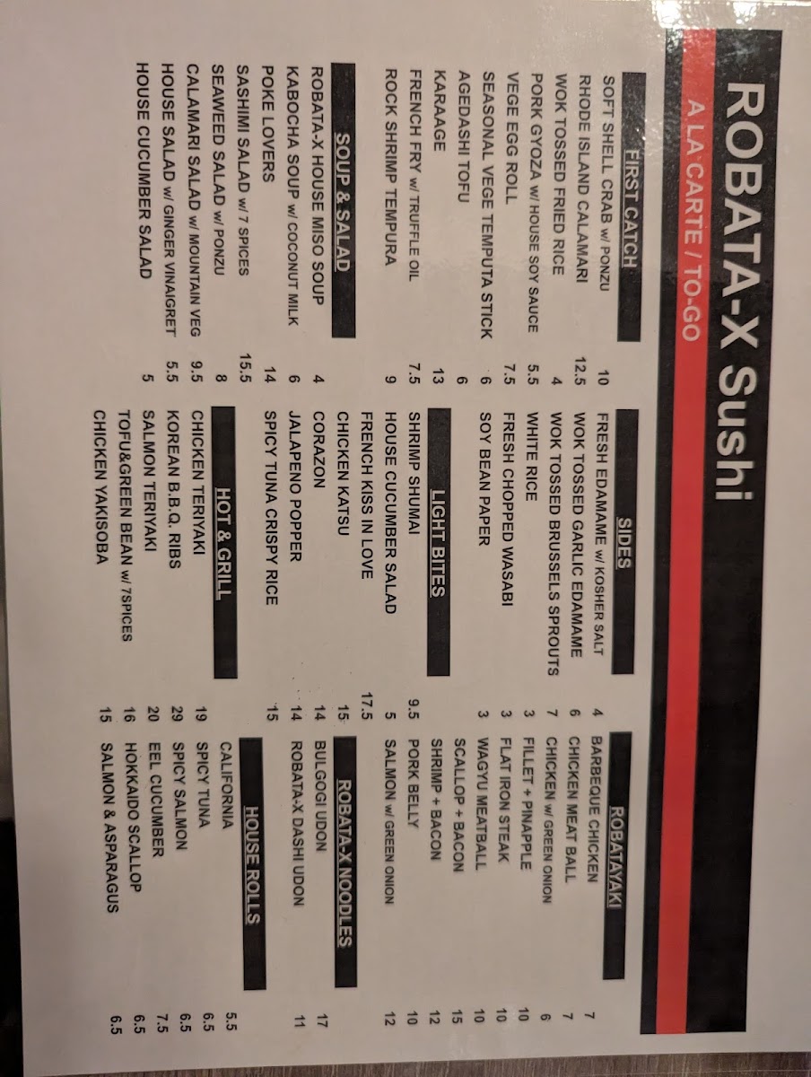 ROBATA-X SUSHI & IZAKAYA Photo Menu 1