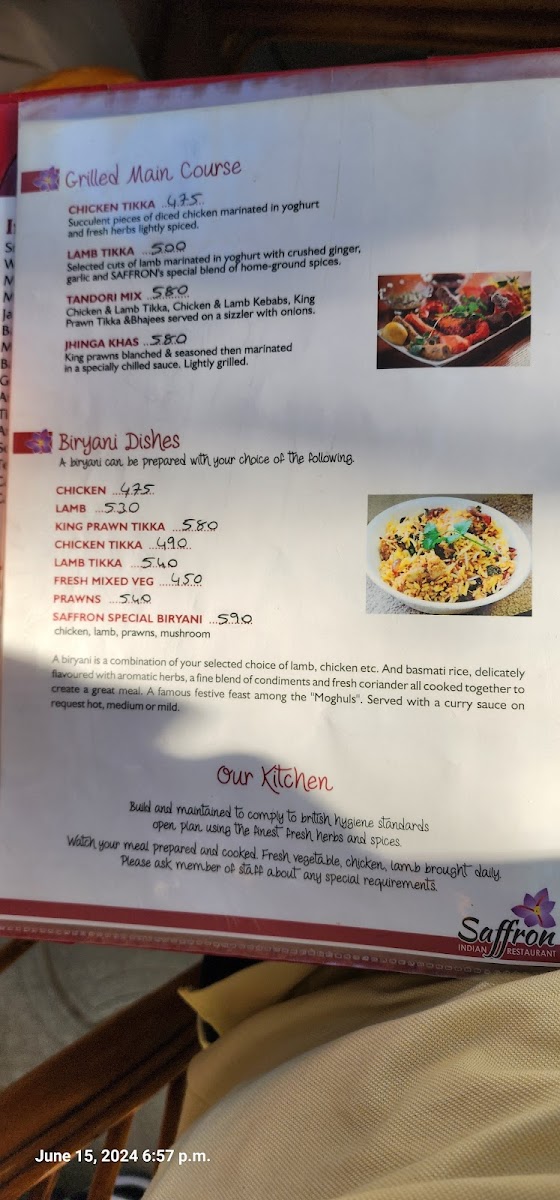 Saffron Indian Restaurant Photo Menu 10
