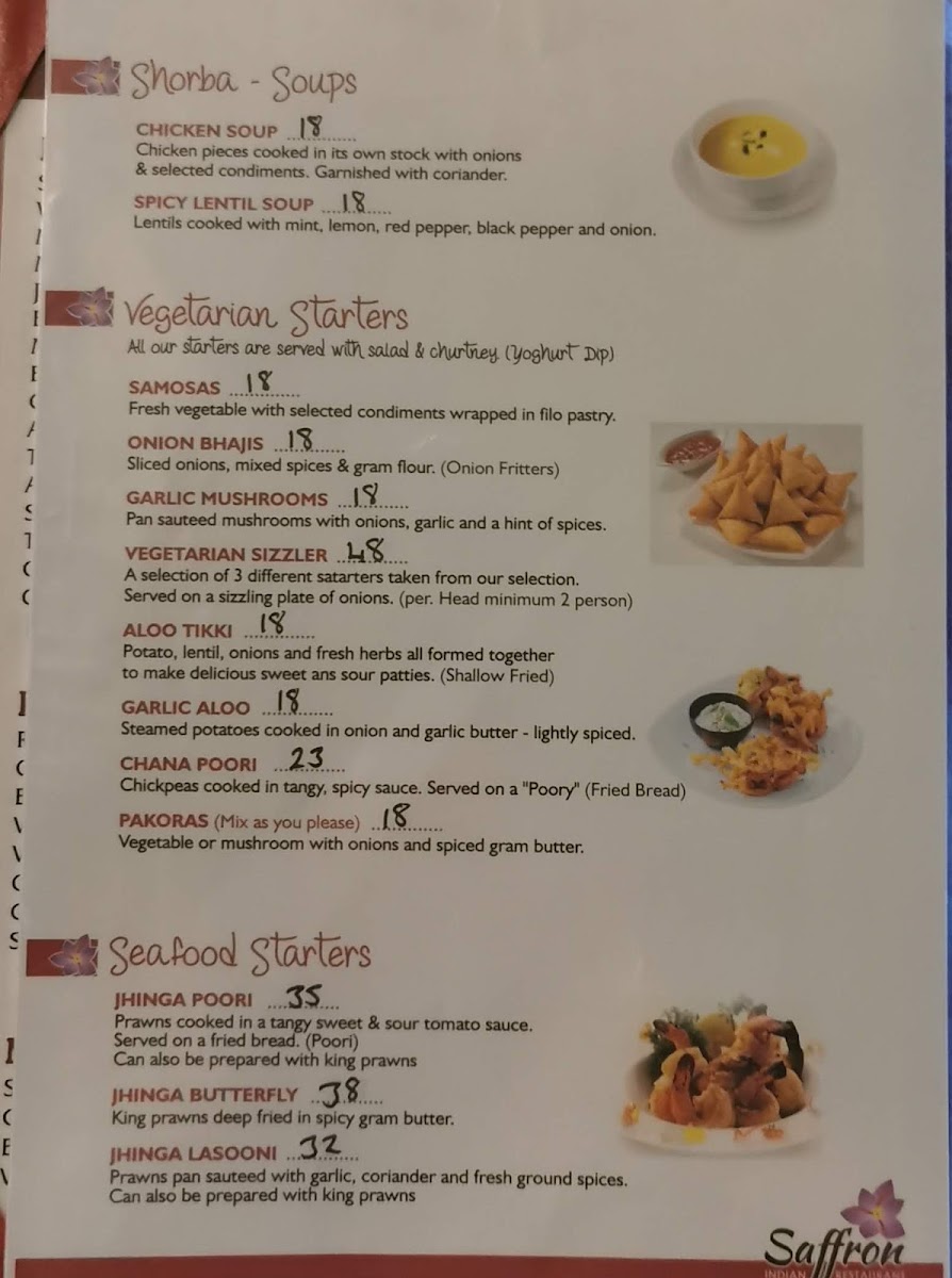 Saffron Indian Restaurant Photo Menu 4