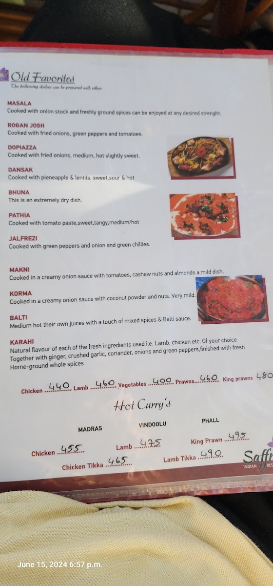 Saffron Indian Restaurant Photo Menu 5