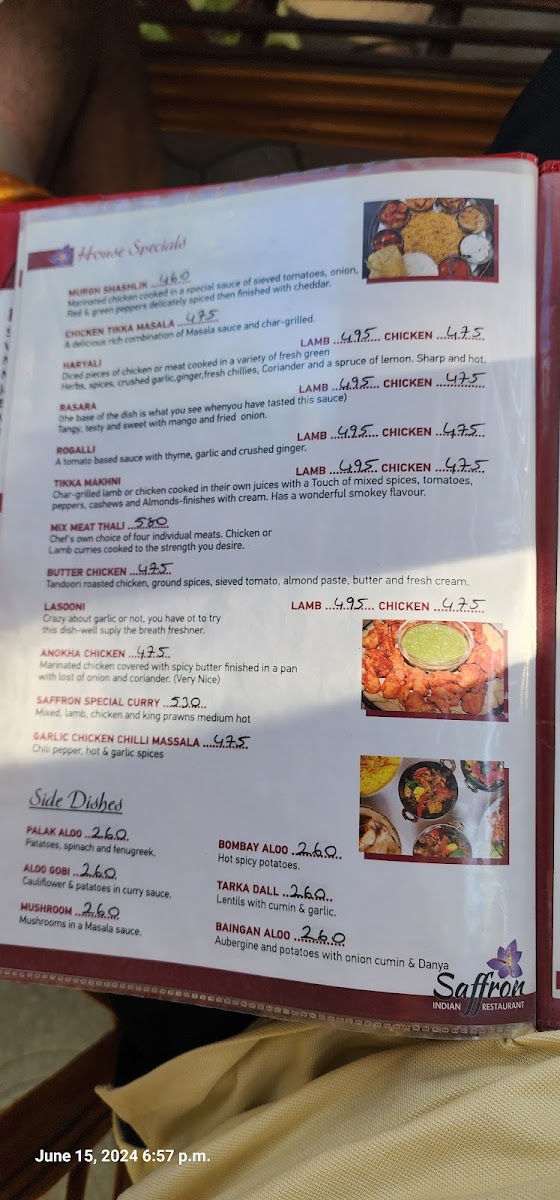 Saffron Indian Restaurant Photo Menu 6