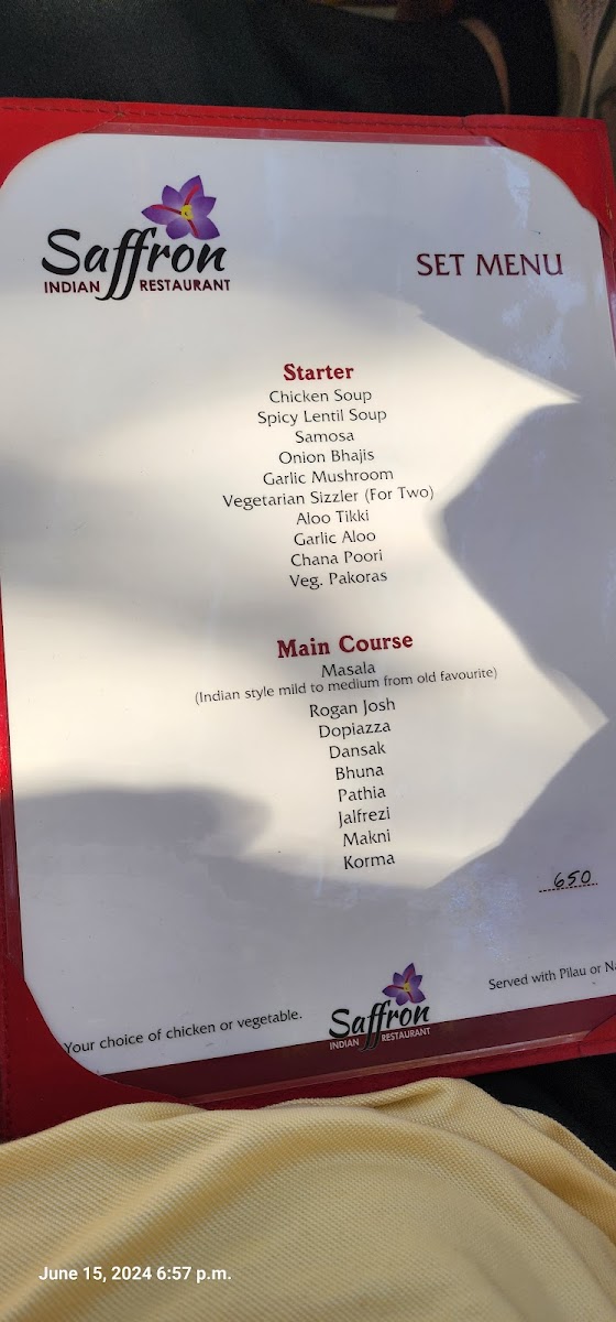 Saffron Indian Restaurant Photo Menu 7