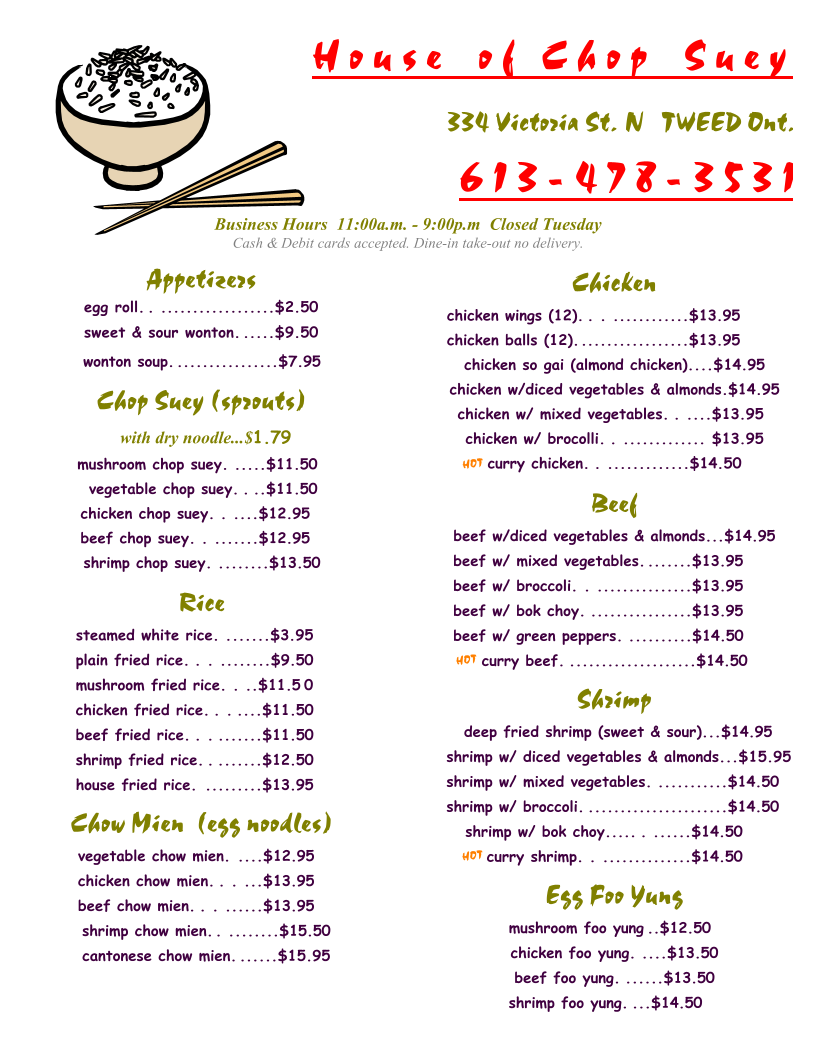House Of Chop Suey Photo Menu 1