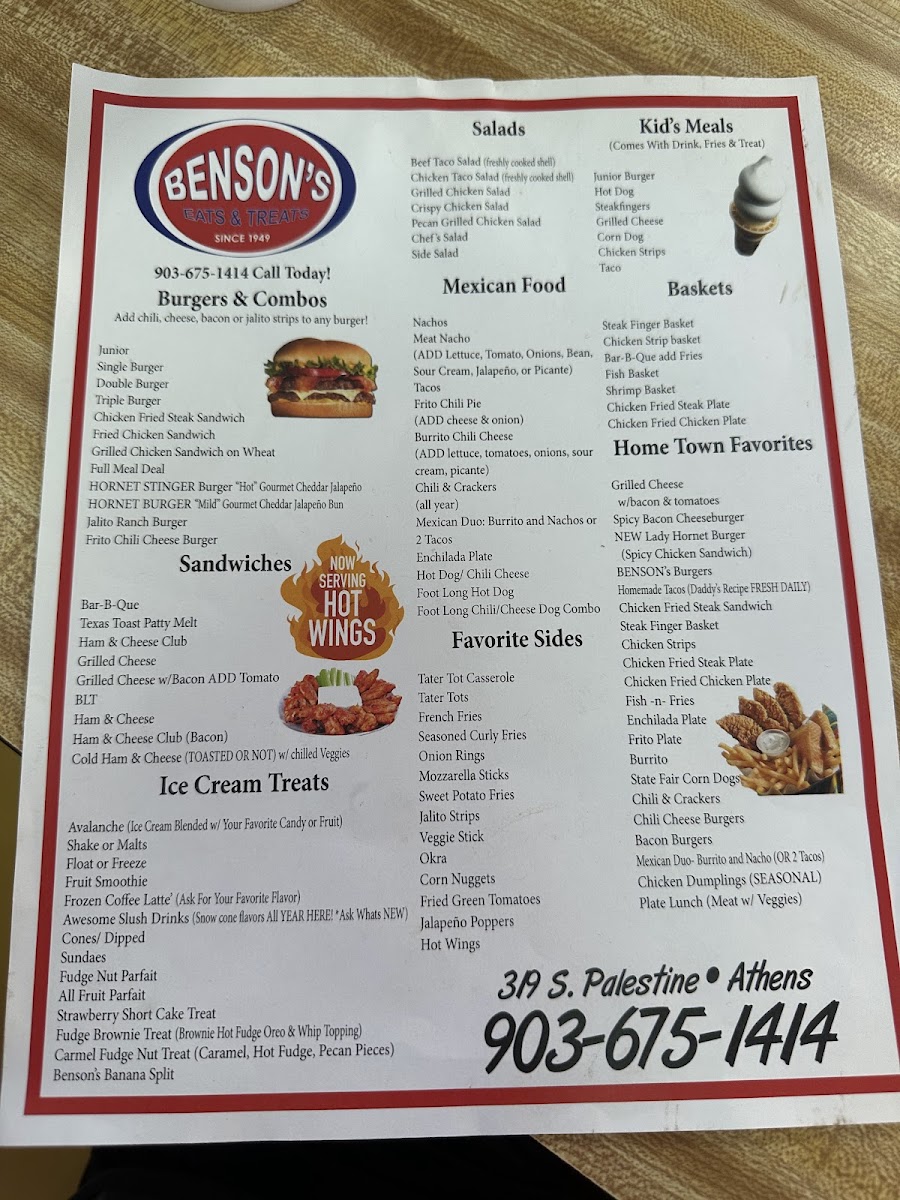 Bensons Eats & Treats Photo Menu 2