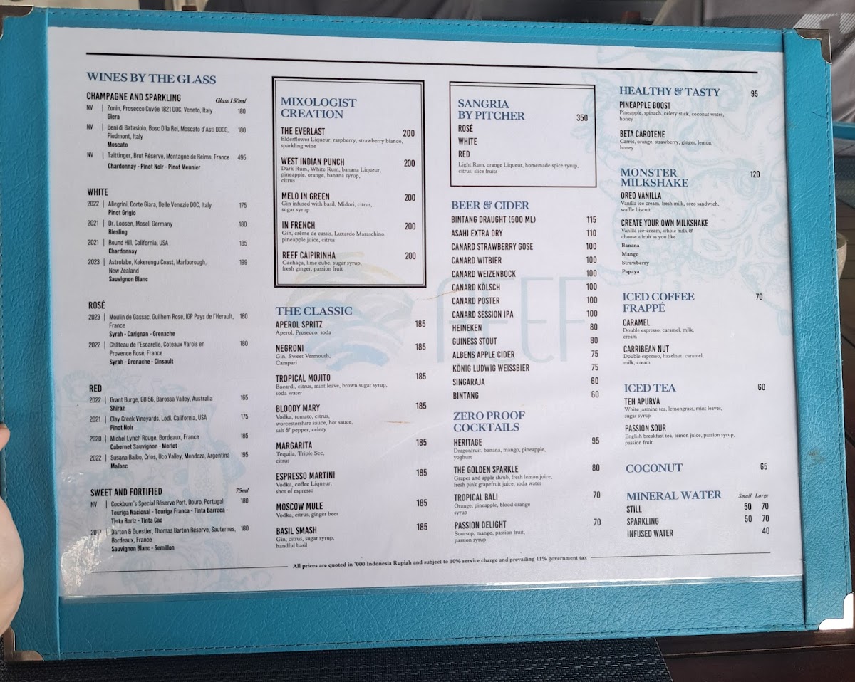 Reef Beach Club Photo Menu 2