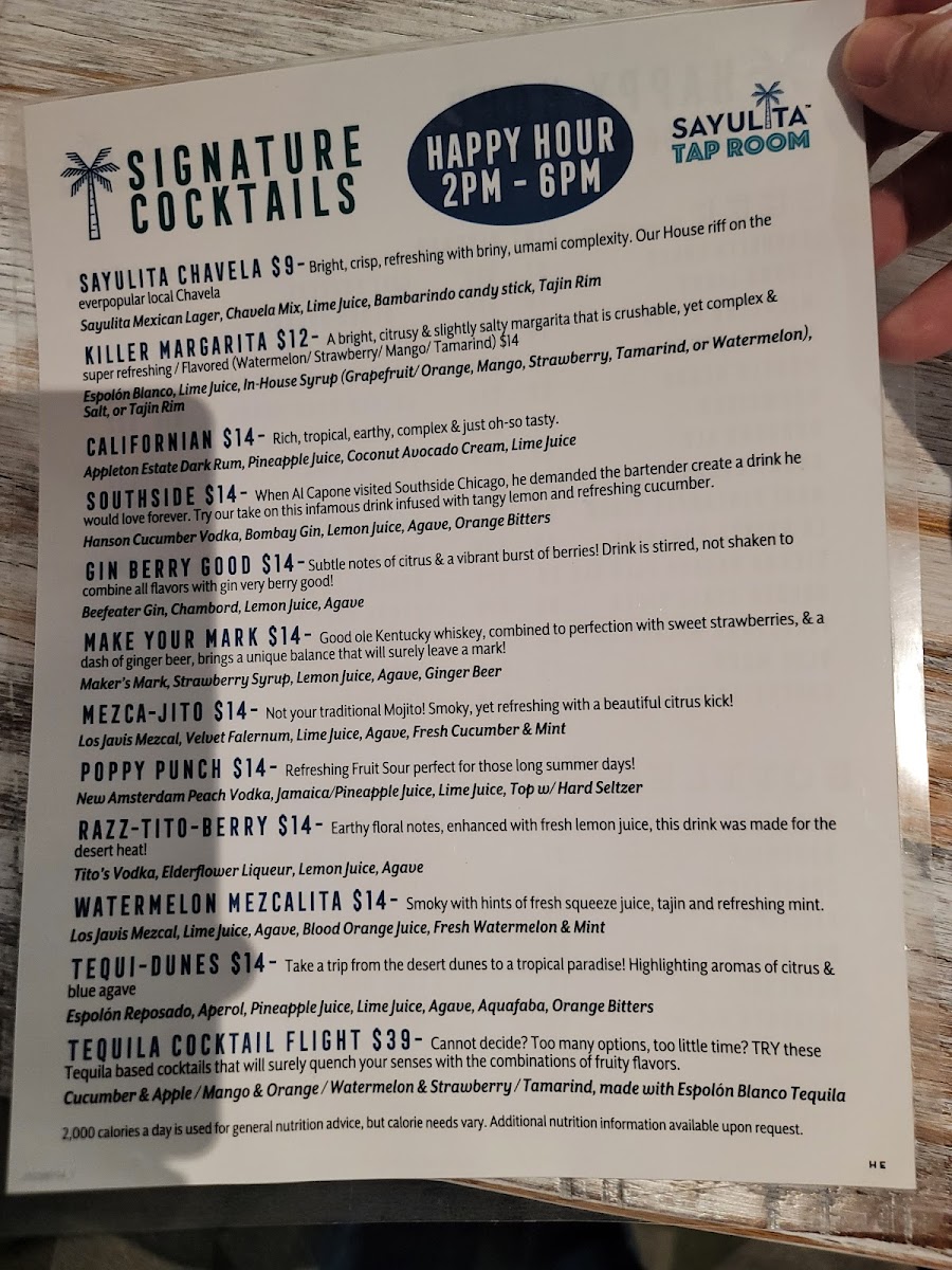 Sayulita Taproom Photo Menu 4