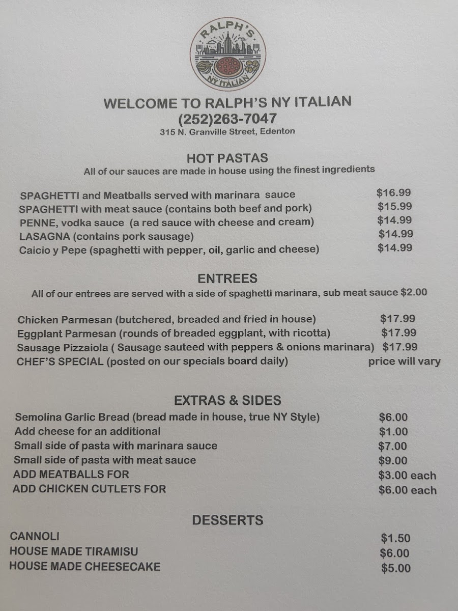 Ralph's NY Italian Photo Menu 2