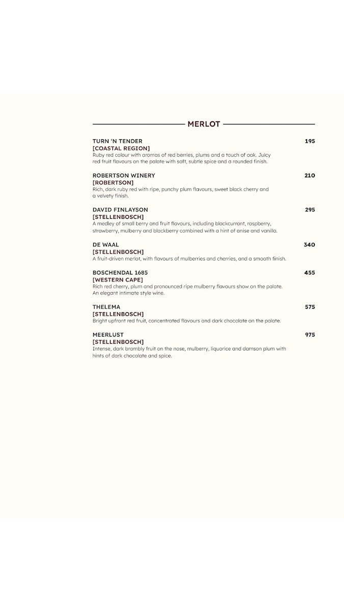 Turn ŉ Tender Steakhouse Majik Forest Photo Menu 8