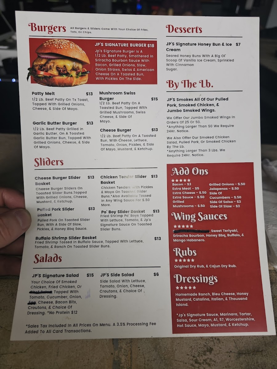JP's Bar and Grill Photo Menu 1