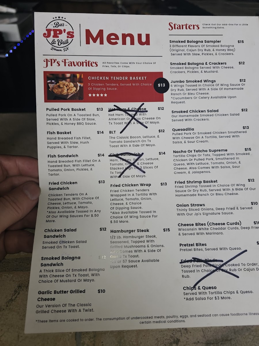 JP's Bar and Grill Photo Menu 2
