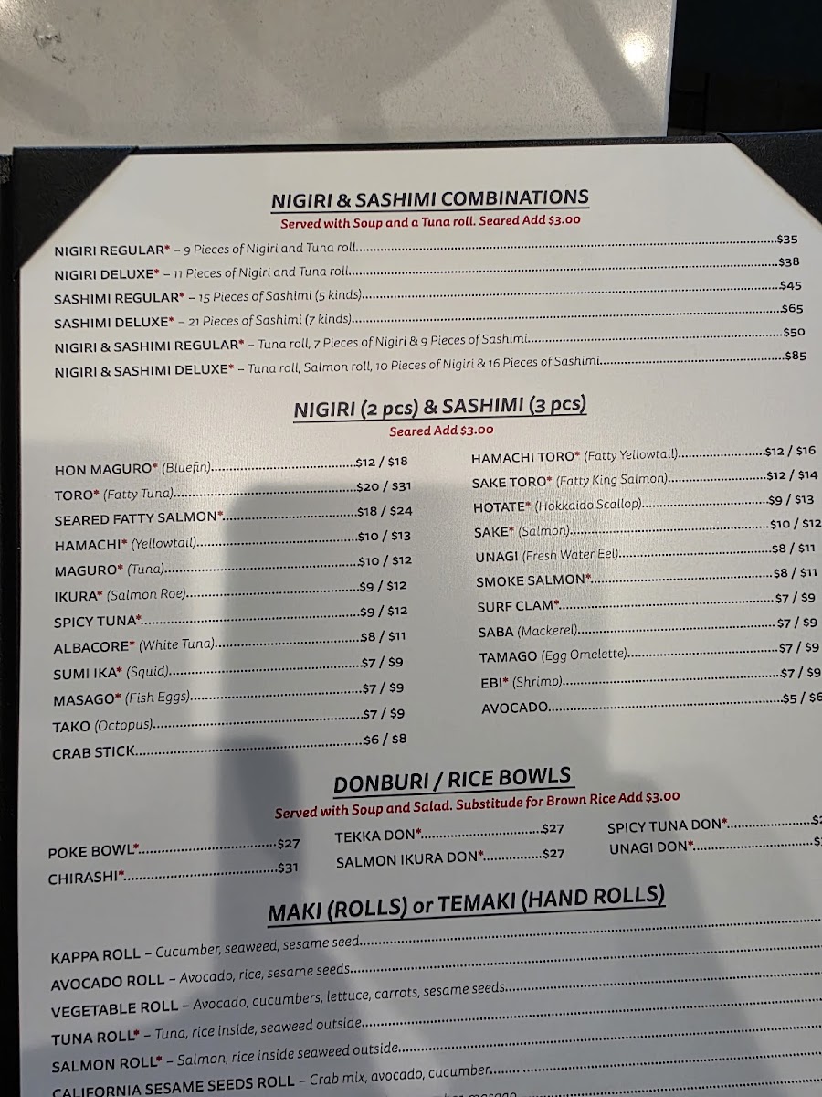 Thai Samurai Bellevue Photo Menu 1