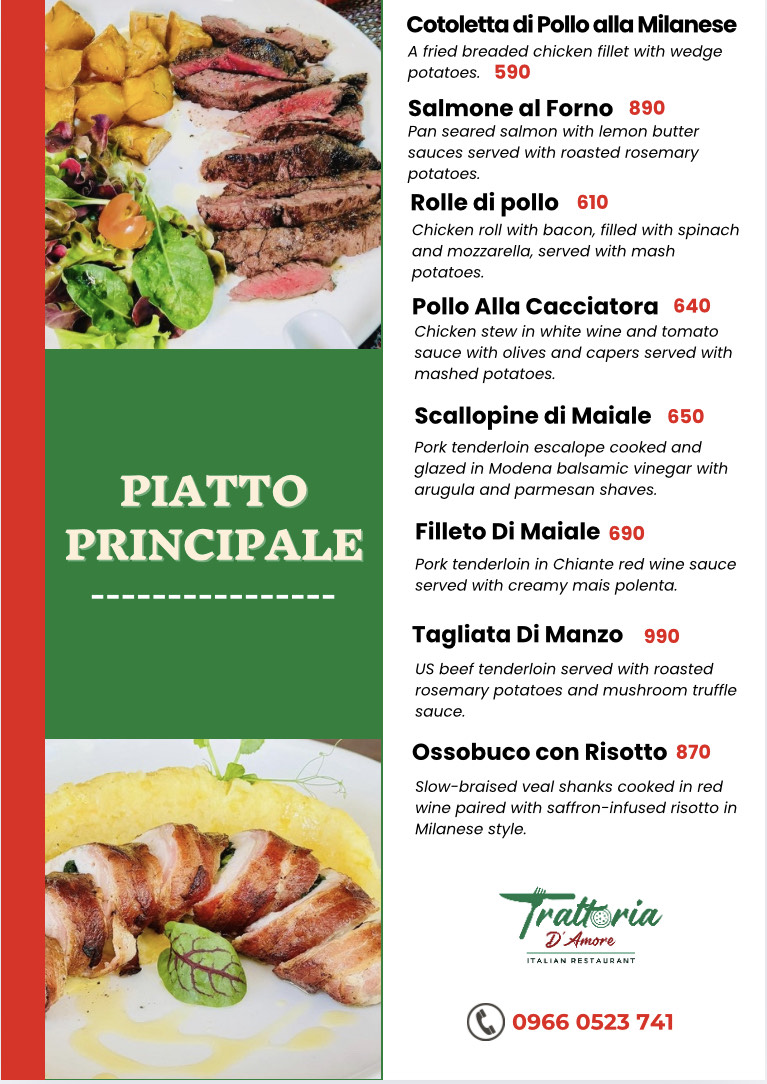 Trattoria D' Amore Photo Menu 1