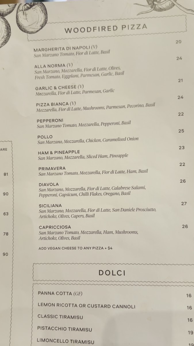 Cugini's Fitzroy Photo Menu 2