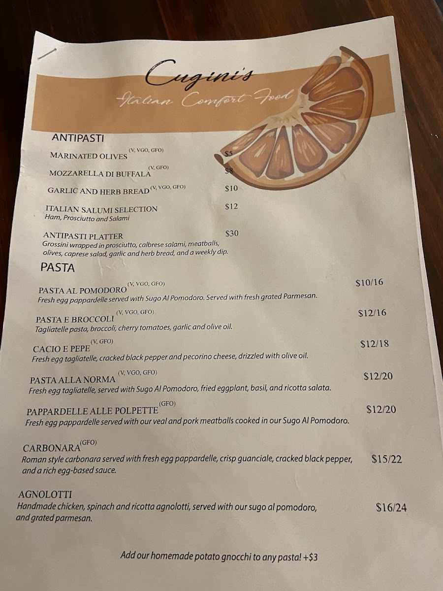 Cugini's Fitzroy Photo Menu 9