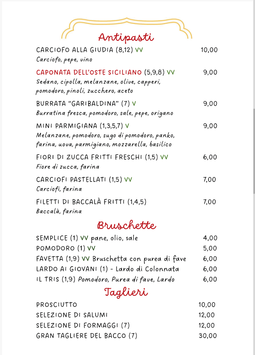 Bacco In Trastevere Photo Menu 1