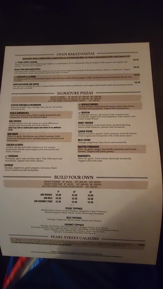Pearl Street Pizzeria & Pub Photo Menu 2