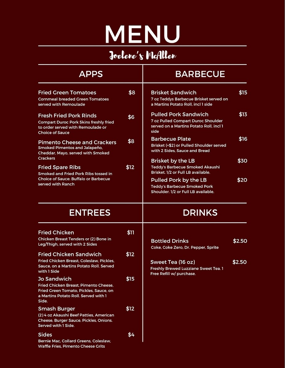 Joelene’s McAllen Photo Menu 2