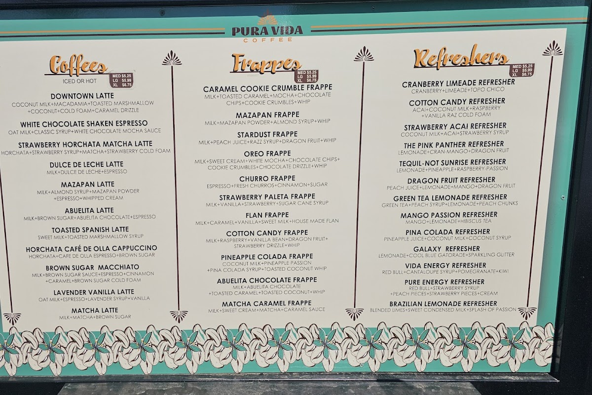 Pura Vida Coffee Photo Menu 2
