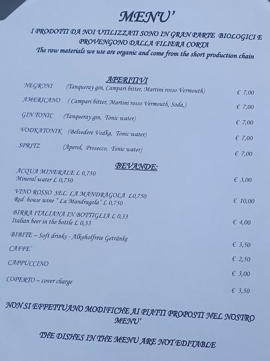 La Mandragola Photo Menu 10