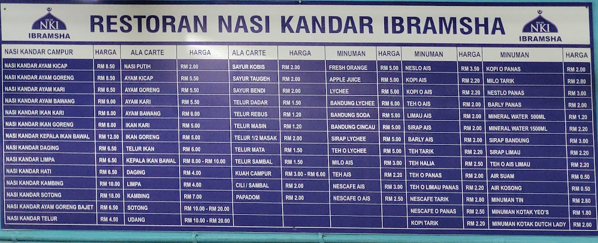 Restoran Nasi Kandar Ibramsha Sdn. Bhd. Photo Menu 3