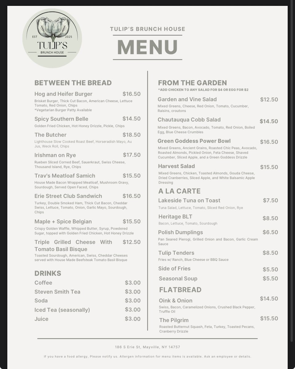 Tulip's Brunch House Photo Menu 2