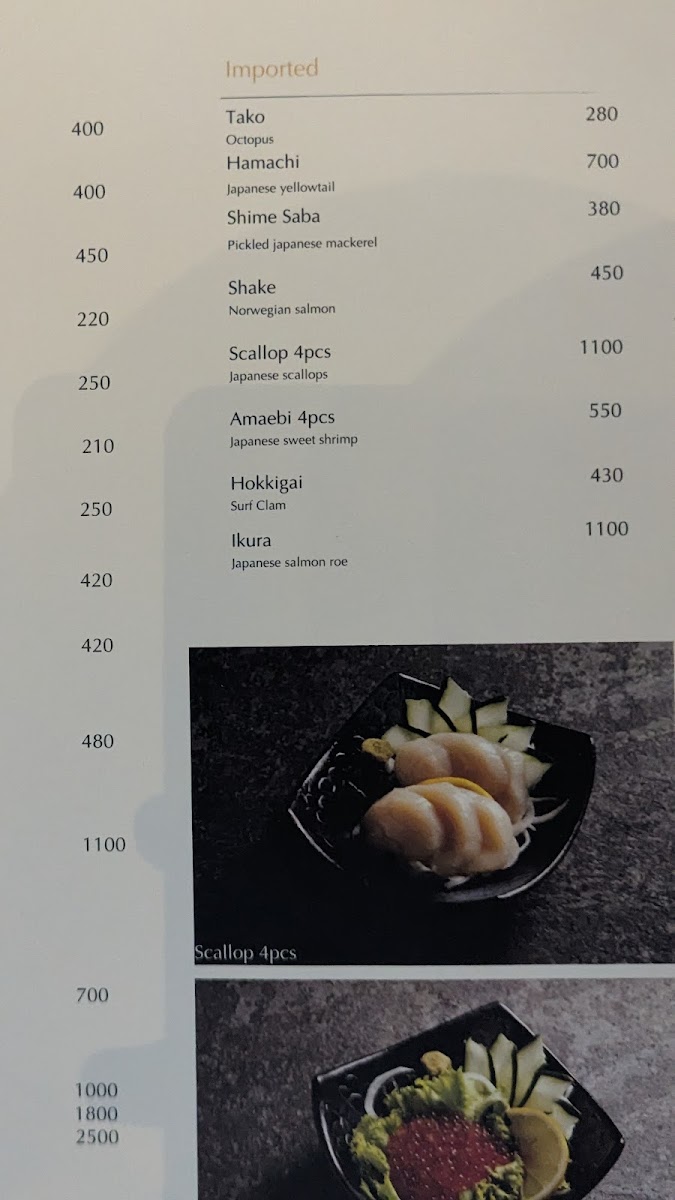 Ginza One Photo Menu 5