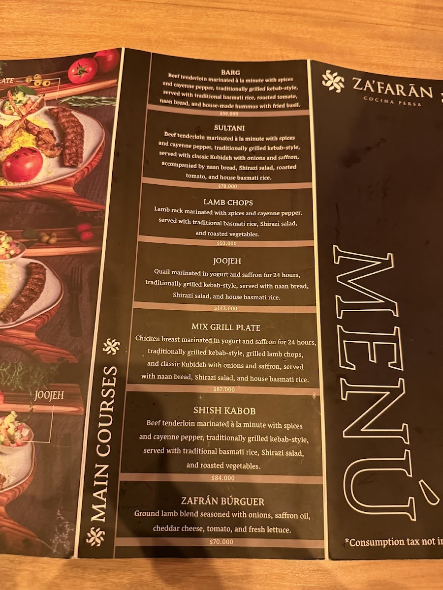Za'farān persian restaurant Photo Menu 2