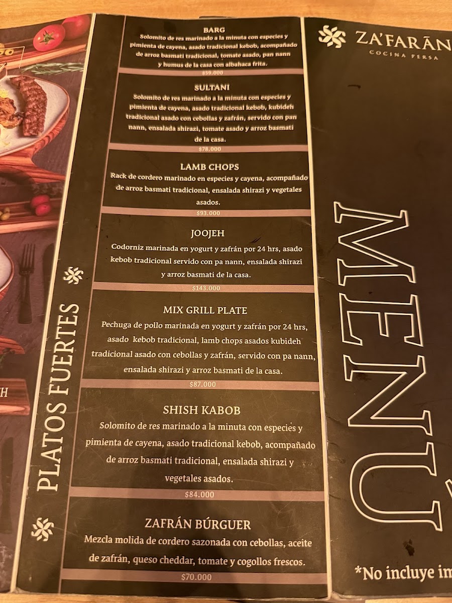 Za'farān persian restaurant Photo Menu 4