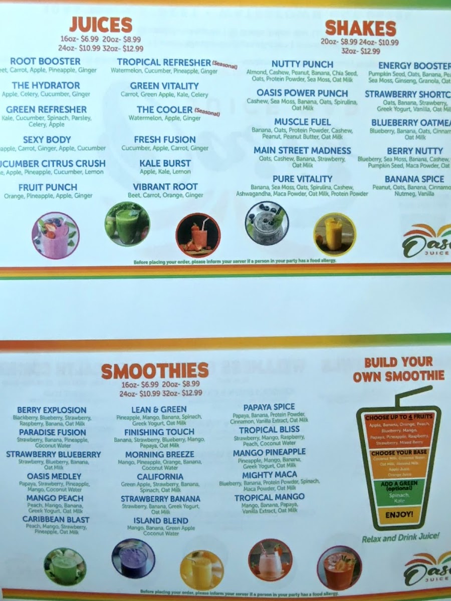 Oasis Juice Bar LLC Photo Menu 1