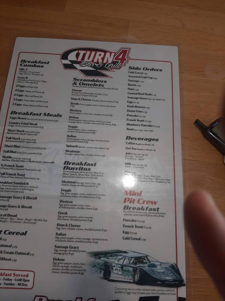 Turn 4 Bar & Grill Photo Menu 3