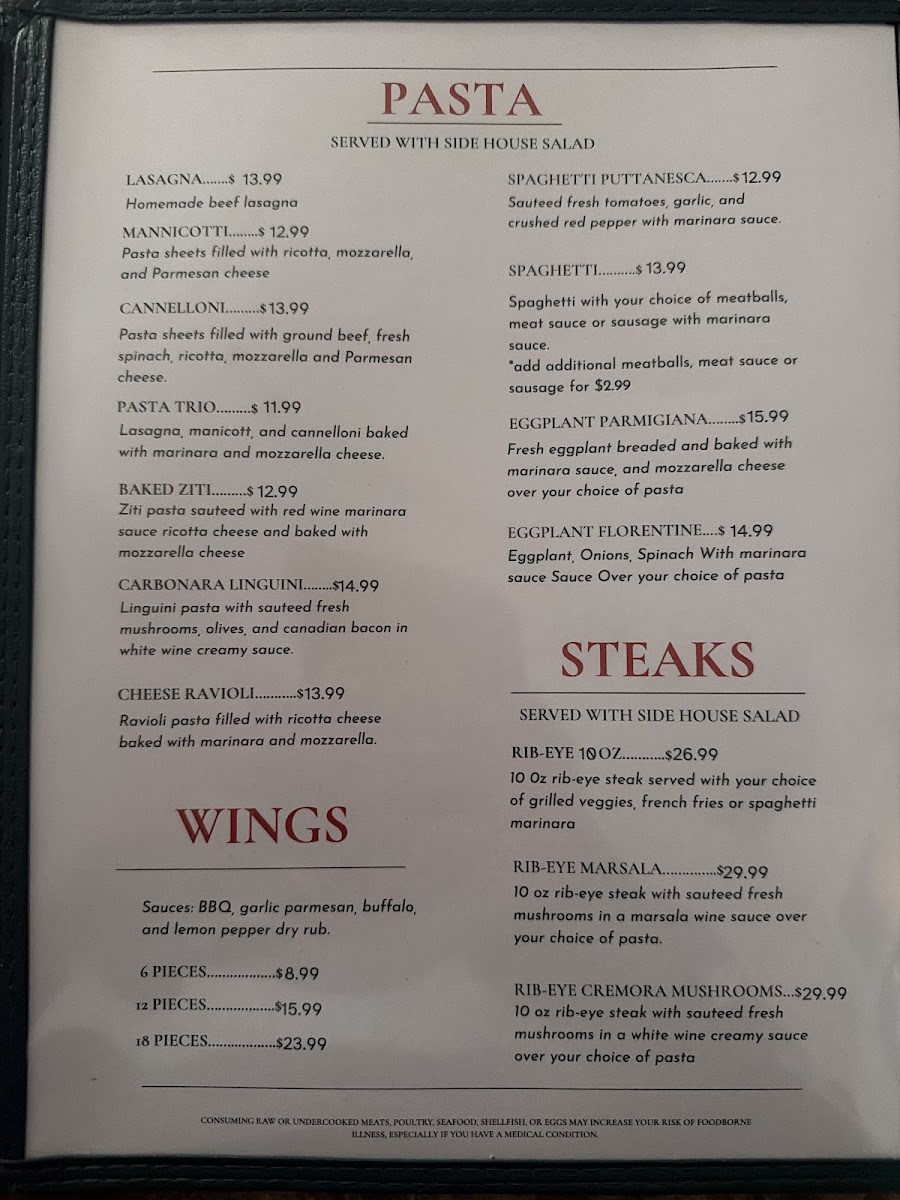 Roma’s Italian Restaurant Photo Menu 4