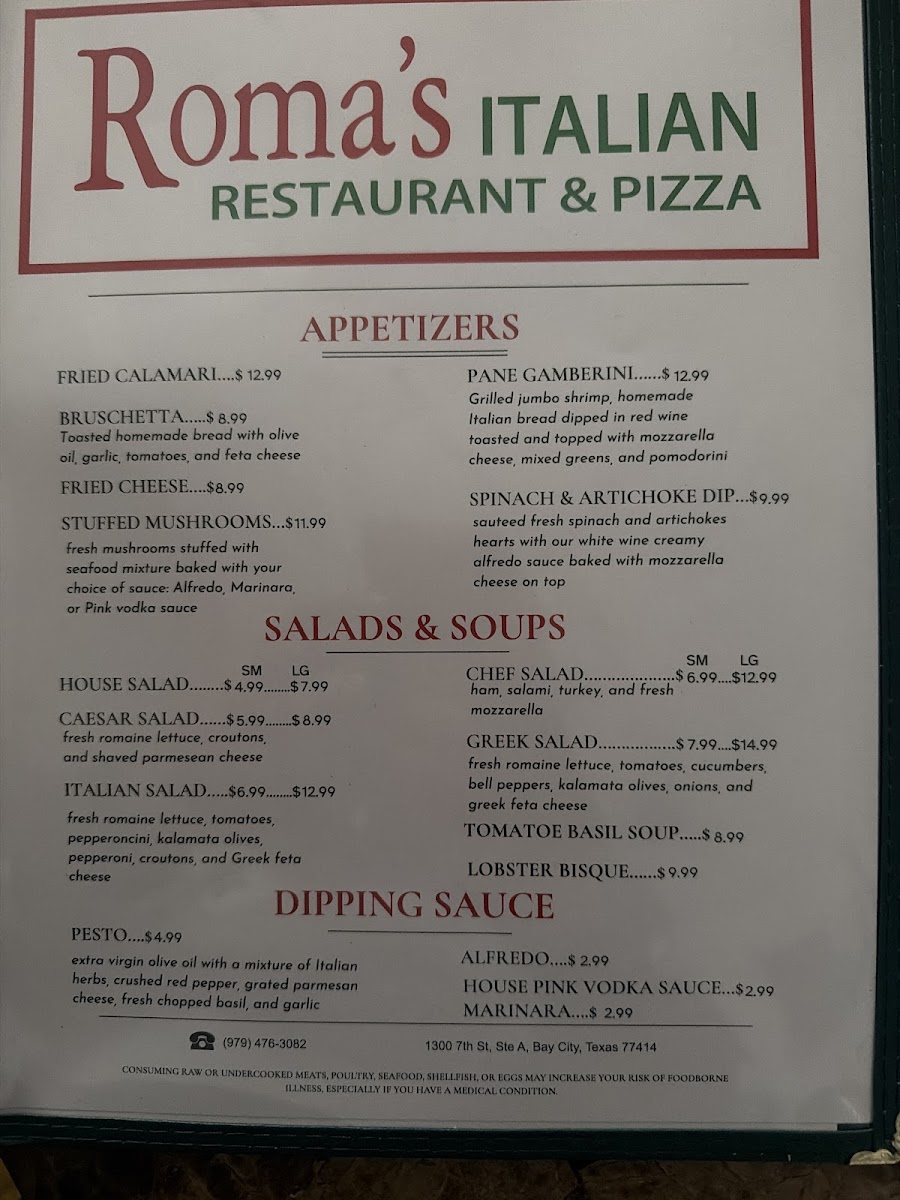 Roma’s Italian Restaurant Photo Menu 6