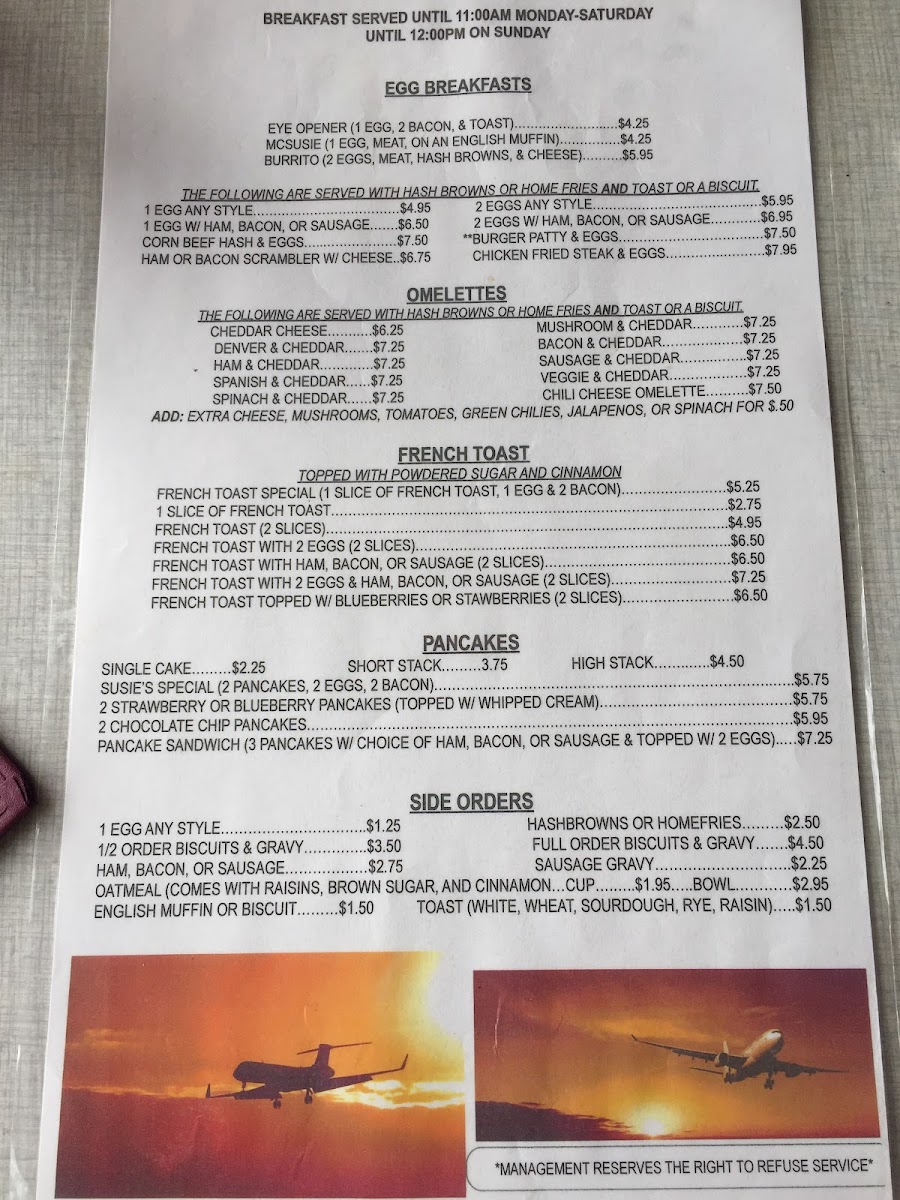 Susie's Skyway Restaurant Photo Menu 10