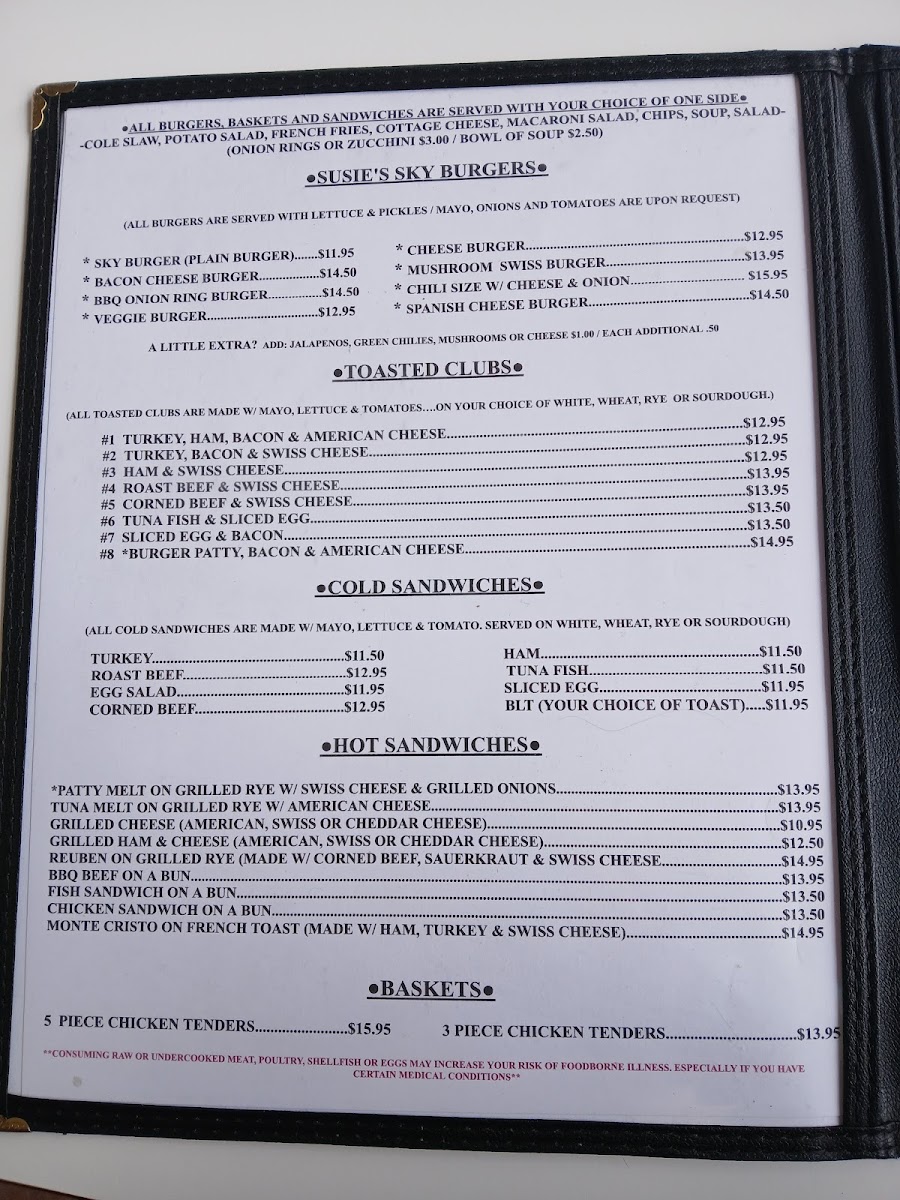 Susie's Skyway Restaurant Photo Menu 3
