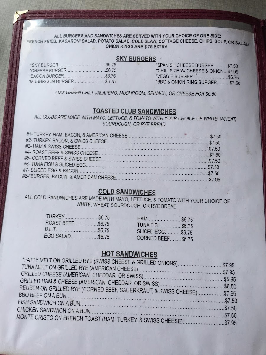 Susie's Skyway Restaurant Photo Menu 8