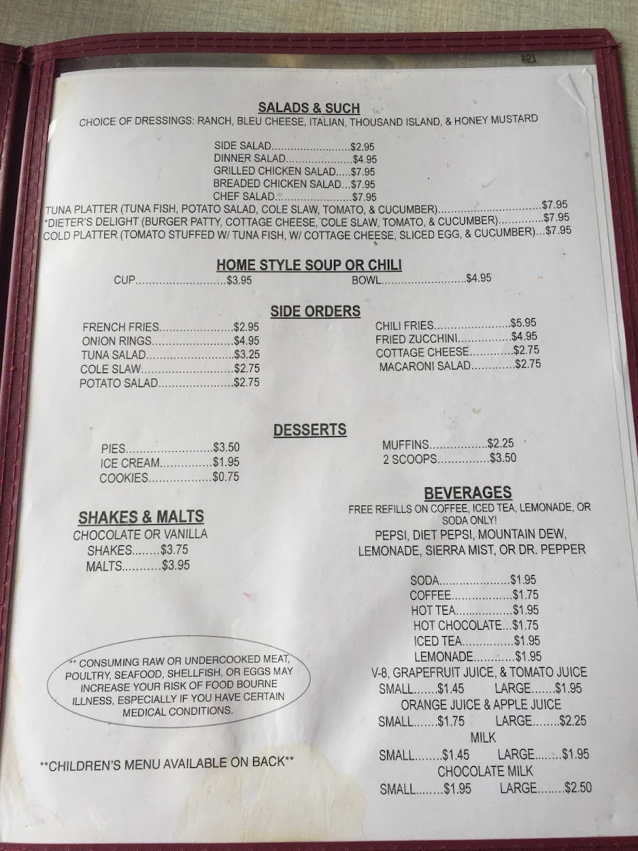 Susie's Skyway Restaurant Photo Menu 9