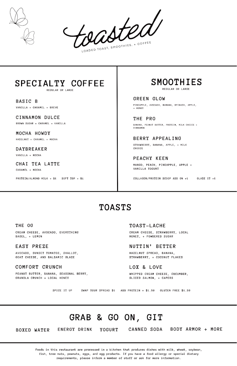 Toasted Daybreak Cafe Photo Menu 1