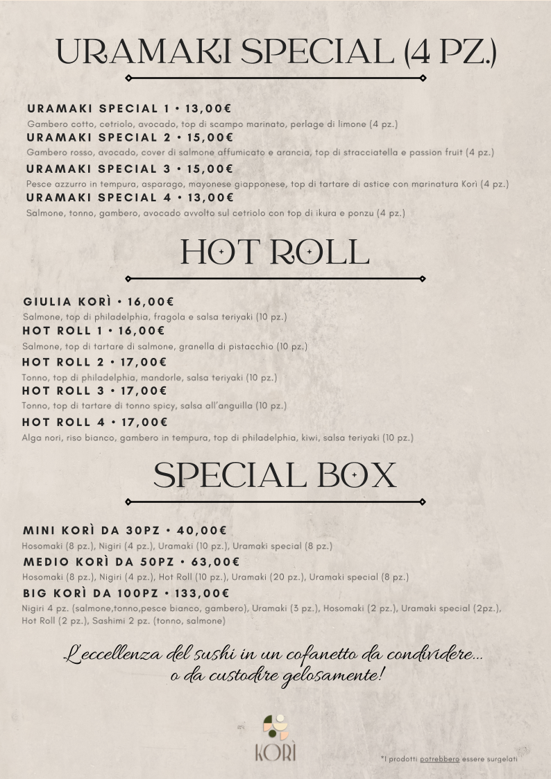 Korì - Sushi & Pizza Photo Menu 2