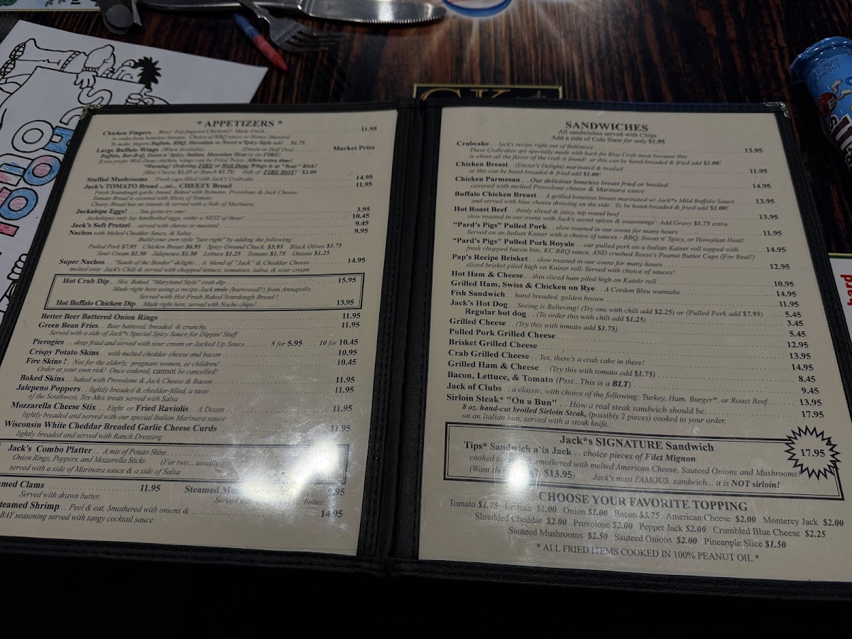 Jack's Family Tavern & Restaurant Photo Menu 1