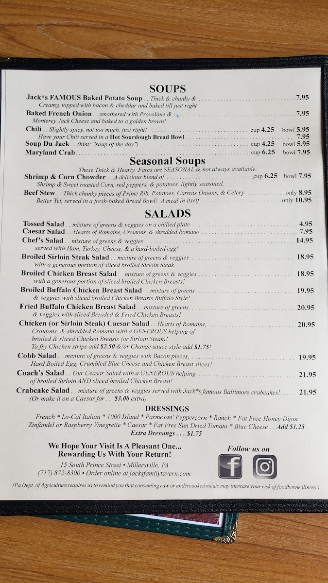 Jack's Family Tavern & Restaurant Photo Menu 2