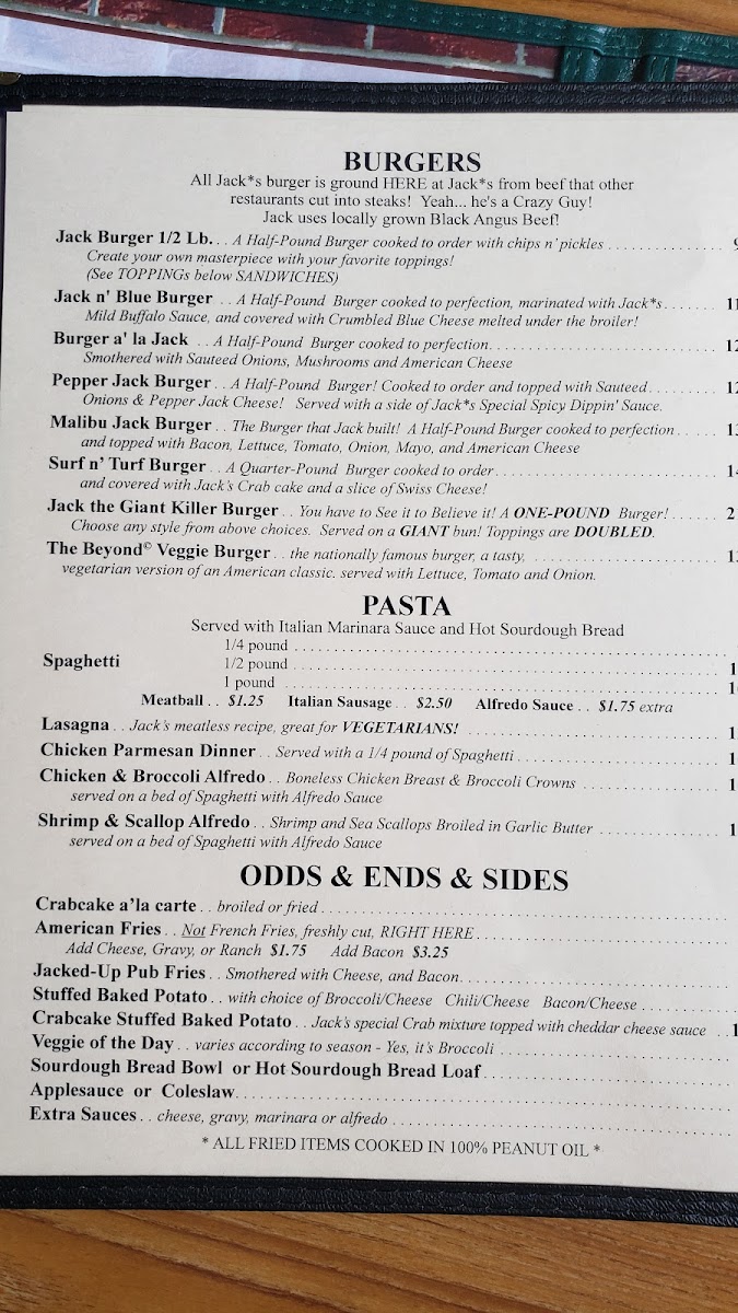 Jack's Family Tavern & Restaurant Photo Menu 5